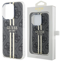 Etui Guess IML 4G Gold Stripe na iPhone 15 Pro - czarne