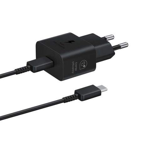 Ładowarka sieciowa GaN Samsung EP-T2510XBEGEU 25W SFC z kablem USB-C - czarna