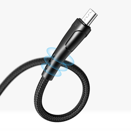 Kabel do telefonu Mcdodo z obsługą Car Play i Android Auto Micro USB 20cm z oplotem czarny