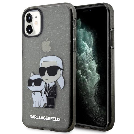 Etui Karl Lagerfeld KLHCN61HNKCTGK na iPhone 11 / Xr - czarne Gliter Karl&Choupette