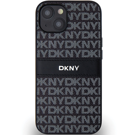 DKNY ETUI DO IPHONE 15 PLUS 14 PLUS HARDCASE LEATHER MONO STRIPE METAL LOGO