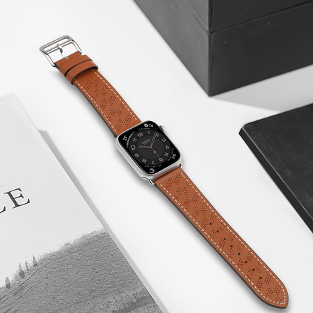 Strap Leather skórzany pasek Apple Watch SE, 8, 7, 6, 5, 4, 3, 2, 1 (41, 40, 38 mm) opaska bransoleta brązowy