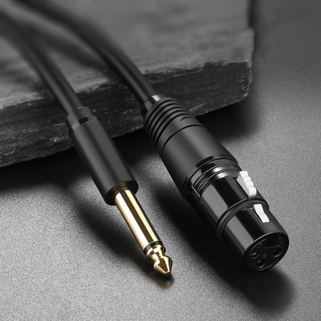 Ugreen kabel audio przewód do mikrofonu XLR (żeński) - 6,35 mm jack (męski) 2 m czarny (20719 )