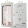 Etui Guess Liquid Glitter Gold Stripes na iPhone 15 Plus / 14 Plus - różowe
