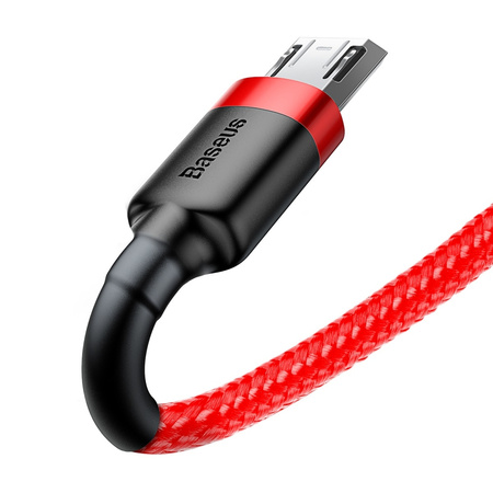 Baseus Cafule Cable wytrzymały nylonowy kabel przewód USB / micro USB QC3.0 2.4A 1M czerwony (CAMKLF-B09)