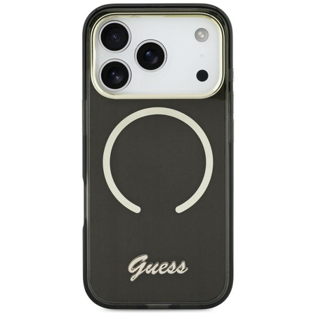 Etui Guess IML Script Metal MagSafe do   iPhone 17 czarny