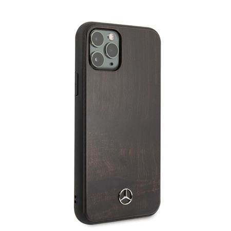 Etui Mercedes Wood Line Rosewood na iPhone 11 Pro - brązowe