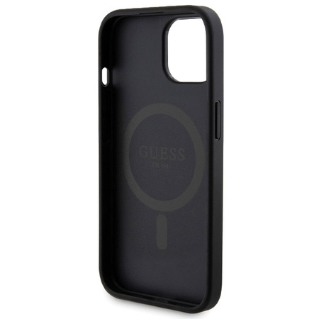 Zestaw Guess GUBPM5P15S4GEMGK iPhone15 6.1 hardcase + Powerbank 5000mAh MagSafe czarny/black 4G Metal Logo