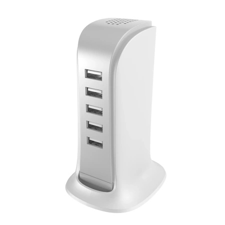 DUDAO ŁADOWARKA 5X USB DO TELEFONÓW EU Z WBUDETNYM KABLEM SIECIOWYM BIAŁA