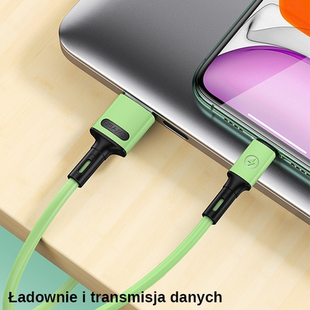 USAMS KABEL MICRO USB 2A DO TELEFONÓW 1M ZIELONY Z FUNKCJĄ FAST CHARGE