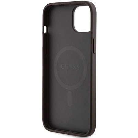 Etui Guess 4G Collection Leather Metal Logo MagSafe na iPhone 14 / 15 / 13 - brązowe
