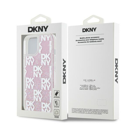 DKNY ETUI HARDCASE DO IPHONE 15 14 13 6.1 LIQUID GLITTER MULTILOGO DESIGN