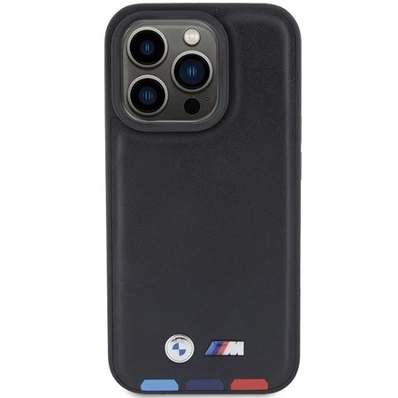 Etui BMW Leather Stamp Tricolor do iPhone 15 Pro - czarne