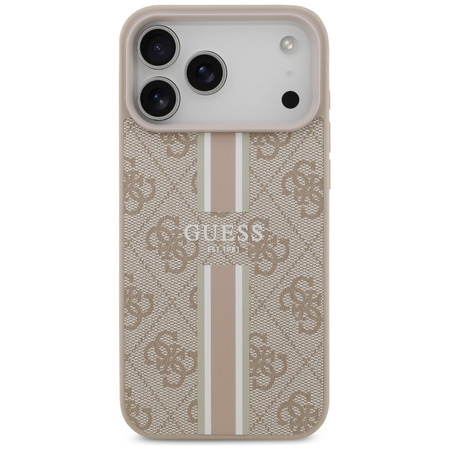 Etui Guess 4G Printed Stripes MagSafe do iPhone 17 Pro Max różowy