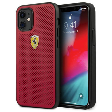 Ferrari FESPEHCP12SRE iPhone 12 mini  5,4" czerwony/red hardcase On Track Perforated