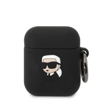 Etui Karl Lagerfeld KLA2RUNIKK na AirPods 1/2 - czarne Silicone Karl Head 3D