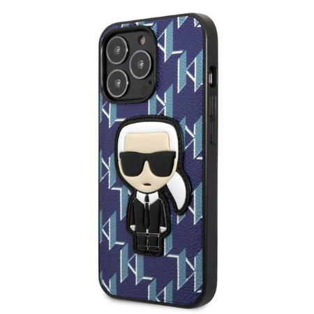 Etui Karl Lagerfeld KLHCP13LPMNIKBL na iPhone 13 Pro / 13 hardcase - niebieskie Monogram Ikonik Patch