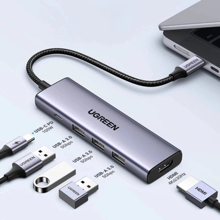 UGREEN HUB MULTIFUNKCYJNY USB-C DO MACBOOK PRO XPS 13 15 HDMI USB-A 3.0