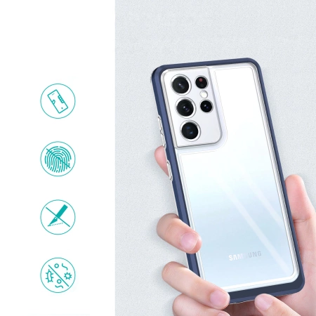 HURTEL POKROWIEC CLEAR 3IN1 DO SAMSUNG GALAXY S23 ULTRA Z RAMKĄ SILIKONOWY