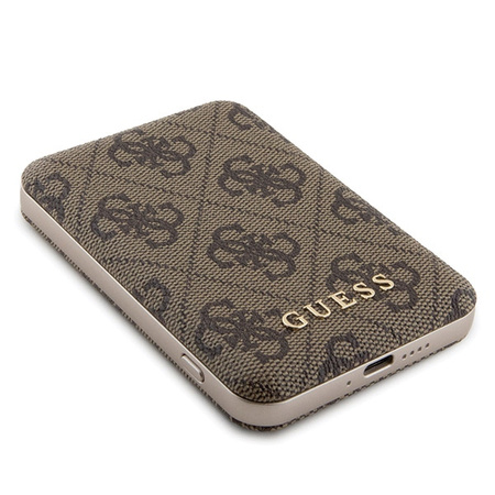 Zestaw Guess GUBPM5P15L4GEMGW iPhone15 Pro 6.1 hardcase + Powerbank 5000mAh MagSafe brązowy/brown 4G Metal Logo