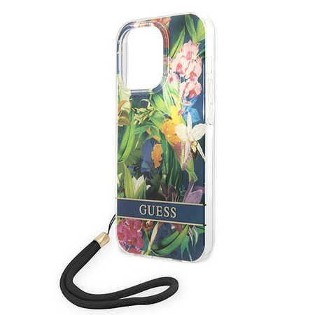 Guess GUOHCP14XHFLSB iPhone 14 Pro Max 6,7" niebieski/blue hardcase Flower Strap