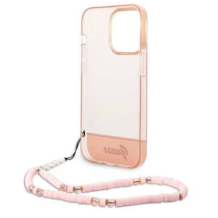 Guess GUHCP14XHGCOHP iPhone 14 Pro Max 6,7" różowy/pink hardcase Translucent Pearl Strap