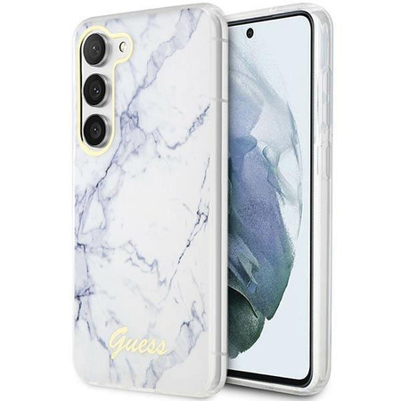 Etui Guess GUHCS23SPCUMAH S23 S911 - białe Marble