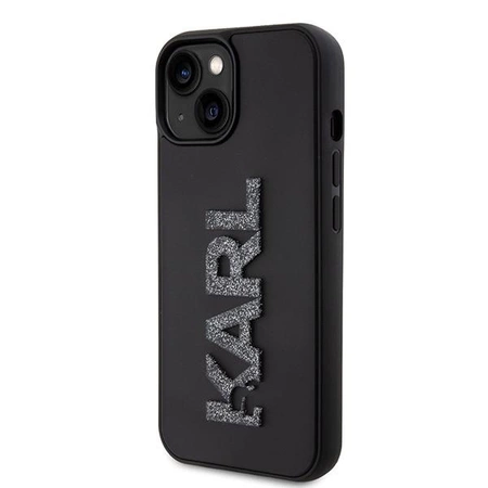 Etui Karl Lagerfeld 3D Rubber Glitter Logo na iPhone 15 Plus - czarne