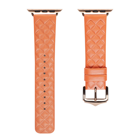 Dux Ducis Strap skórzany pasek do Watch 7 / 6 / 5 / 4 / 3 / 2 / SE (45 / 44 / 42mm) opaska bransoleta bransoletka z naturalnej skóry pomarańczowy (Enland Version)