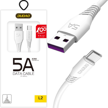 Dudao przewód kabel USB / USB Typ C 5A 2m biały (L2T 2m white)