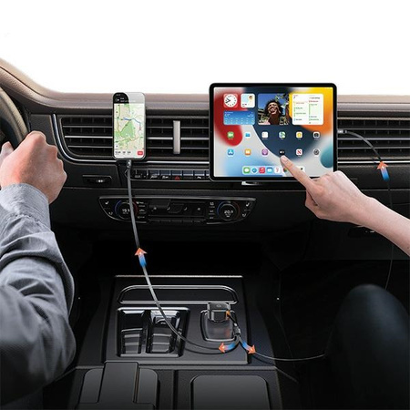 USAMS ŁADOWARKA SAMOCHODOWA ZWIJANY KABEL 2XUSB-C 30W PD DO IPHONE 12 13 14