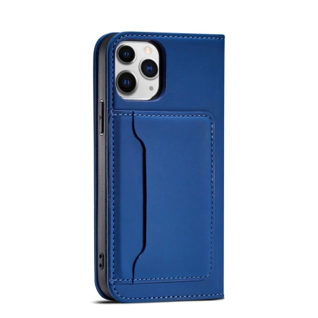 Magnet Card Case etui do iPhone 12 pokrowiec portfel na karty kartę podstawka niebieski