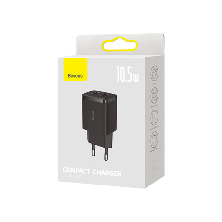 Baseus Compact ładowarka sieciowa 2x USB 10.5W czarny (CCXJ010201)