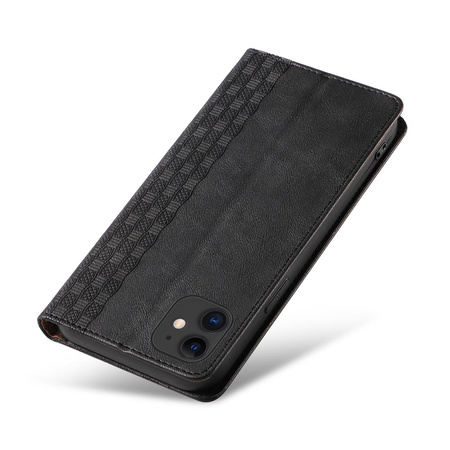Magnet Strap Case etui do Samsung Galaxy A12 5G pokrowiec portfel + mini smycz zawieszka czarny