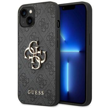 GUESS POKROWIEC DO IPHONE 14 15 6,1 4G HARD CASE ZŁOTE METAL LOGO