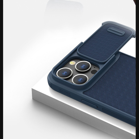 Nillkin Textured S Case etui iPhone 14 Pro Max pancerny pokrowiec z osłoną na aparat niebieski