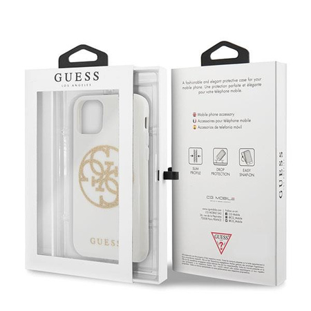Guess GUHCN65TPUWHGLG iPhone 11 Pro Max biały/white hard case Glitter 4G Circle Logo