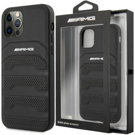 AMG AMHCP12LGSEBK iPhone 12 Pro Max 6,7" czarny/black hardcase Leather Debossed Lines