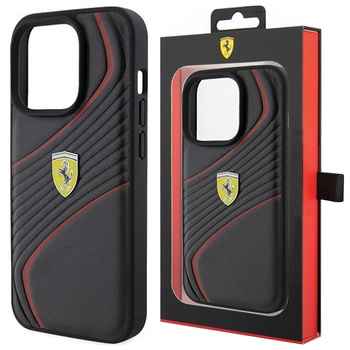 Etui Ferrari Twist Metal Logo na iPhone 15 Pro - czarne