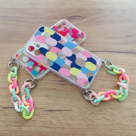 Color Chain Case żelowe elastyczne etui z łańcuchem łańcuszkiem zawieszką do Xiaomi Redmi 10 wielokolorowy (2)