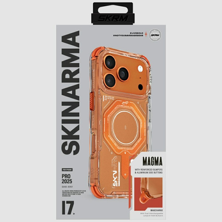 Etui Skinarma Magma do iPhone 17 Pro     Magnetic Charging pomarańczowy