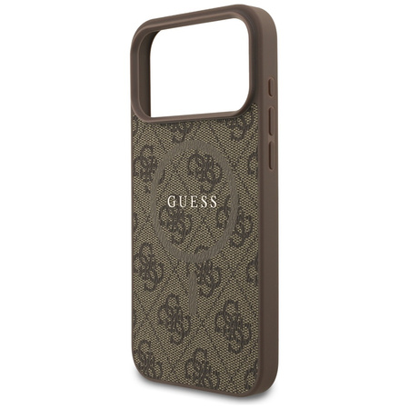 Etui Guess 4G Ring Classic Logo MagSafe  do iPhone 17 Pro Max brązowy