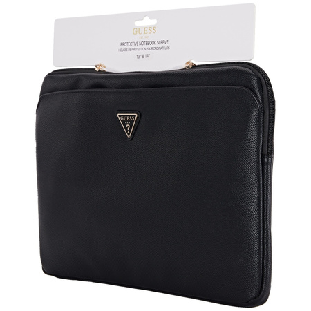 Torba Guess Sleeve 14 Grained Zipper    Pocket Triangle Logo czarny