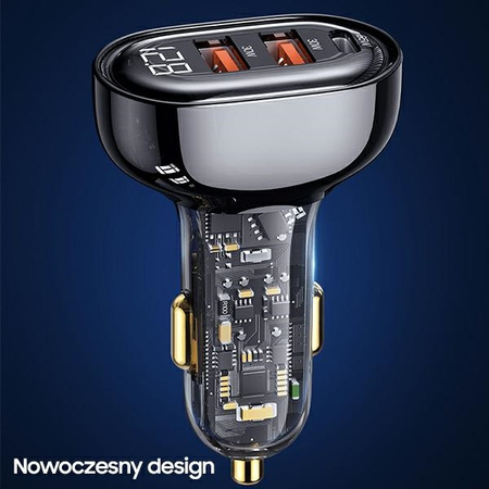 USAMS ŁADOWARKA SAMOCHODOWA 2xUSB 1xUSB-C 125W DO TELEFONÓW ZŁĄCZE USB-C