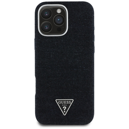 GUESS ETUI POKROWIEC TPU DO IPHONE 16 PRO DO MAGSAFE LOGO DENIM TRÓJKĄTNE