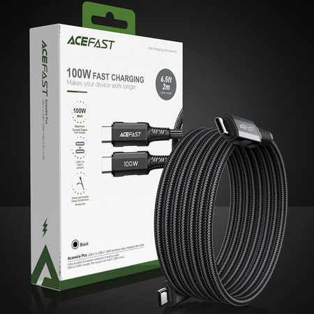 Acefast kabel USB Typ C - USB Typ C 2m, 100W (20V/5A) czarny (C4-03 Black)