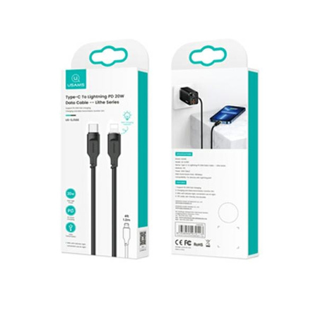 USAMS KABEL USB-C DO LIGHTNING IPHONE 12 13 14 15 20W PD FAST CHARGING 1,2M