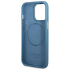 Etui Guess GUHMP14LU4GPRB na iPhone 14 Pro - niebieskie 4G Logo Plate MagSafe