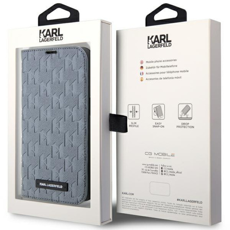 Etui Karl Lagerfeld KLBKP14SSAKLHPG na iPhone 14 bookcase - srebrne Saffiano Monogram