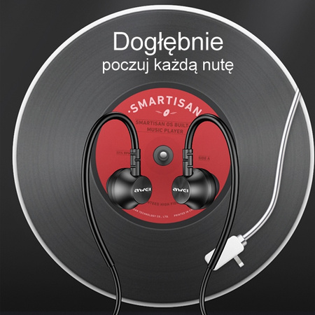 AWEI SŁUCHAWKI L3 3,5MM JACK DO TELEFONÓW LAPTOPÓW Z DŁUGIM KABLEM 1,5M